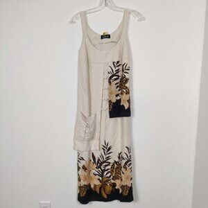 Lace Women's Maxi Dress Size Medium Bohemian Lagenlook Tropical Boho Linen